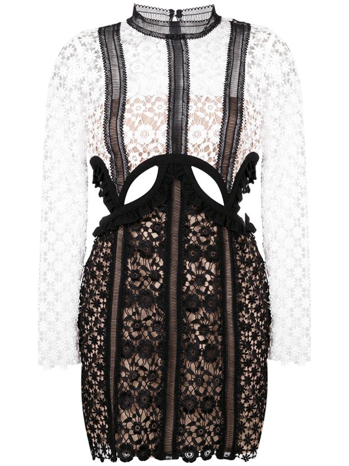 Self-portrait Lace Cut-out Mini Dress - Black