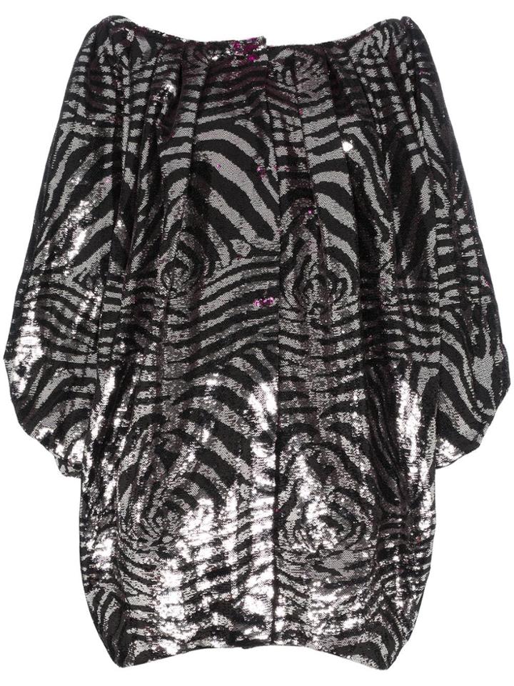 Halpern Off-shoulder Sequin Silk Dress - Metallic