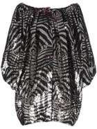 Halpern Off-shoulder Sequin Silk Dress - Metallic