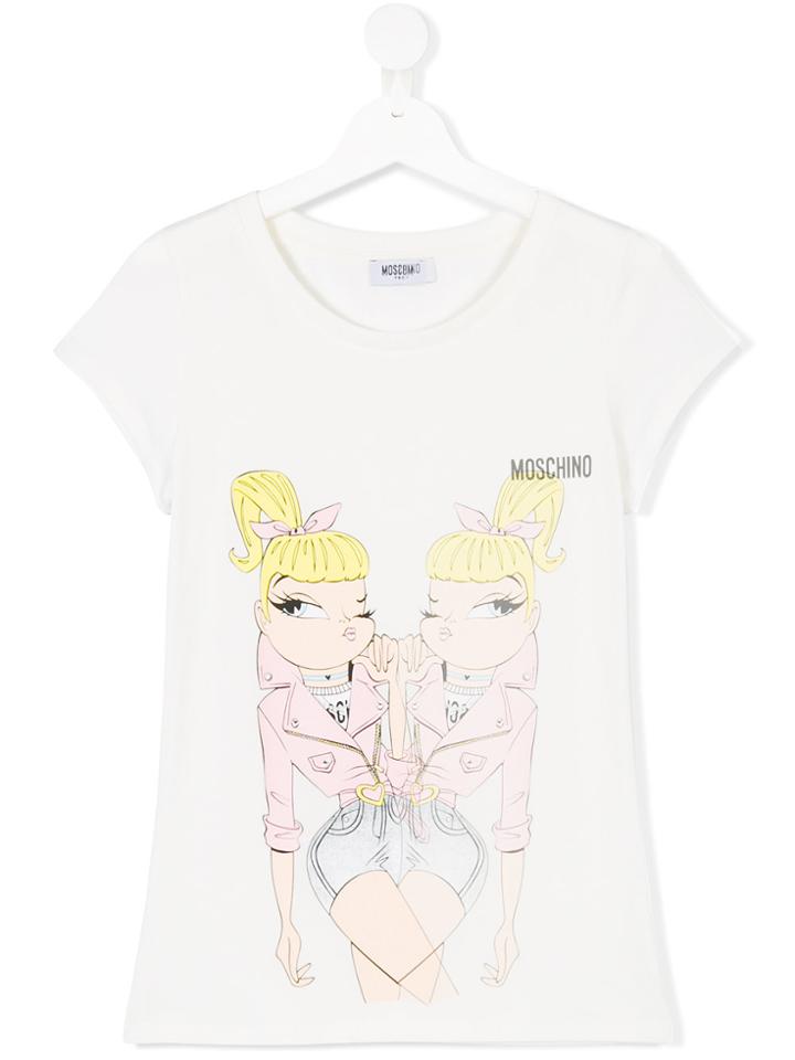 Moschino Kids Girl Print T-shirt - White