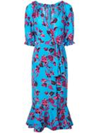 Saloni Floral Print Wrap Dress - Blue