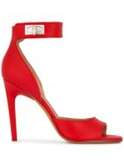 Givenchy Red Leather Shark Lock 105 Sandals