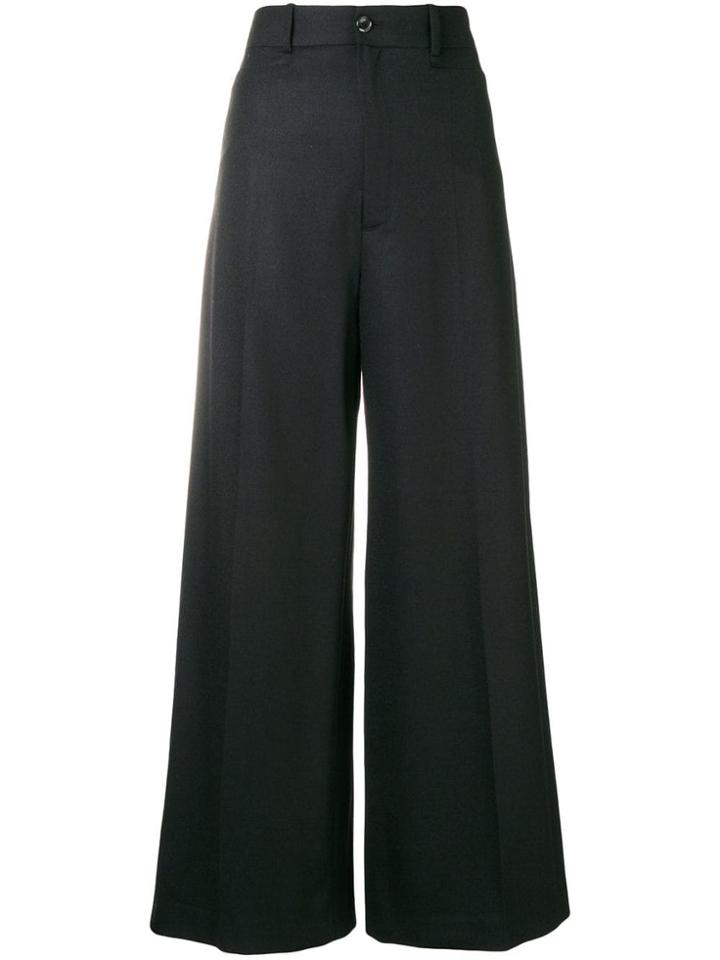Joseph Creased Palazzo Trousers - Black