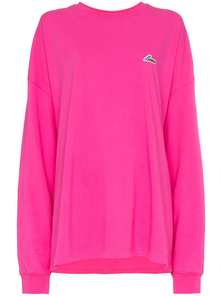 We11done Well Done Patch Oversized Cotton Jersey Sweatshirt - Pink &