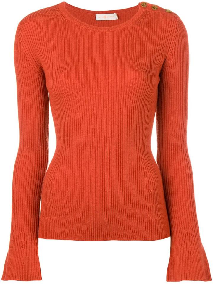 Tory Burch Fitted Ribbed Knitted Jumper - Orange