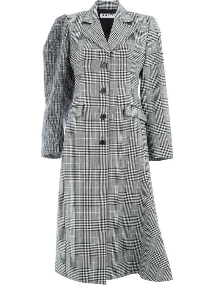 Aalto Checked Single-breasted Coat - Black