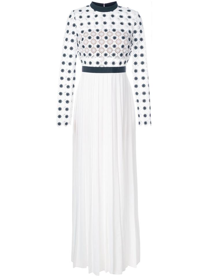 Self-portrait Floral Crepe Maxi Dress - White