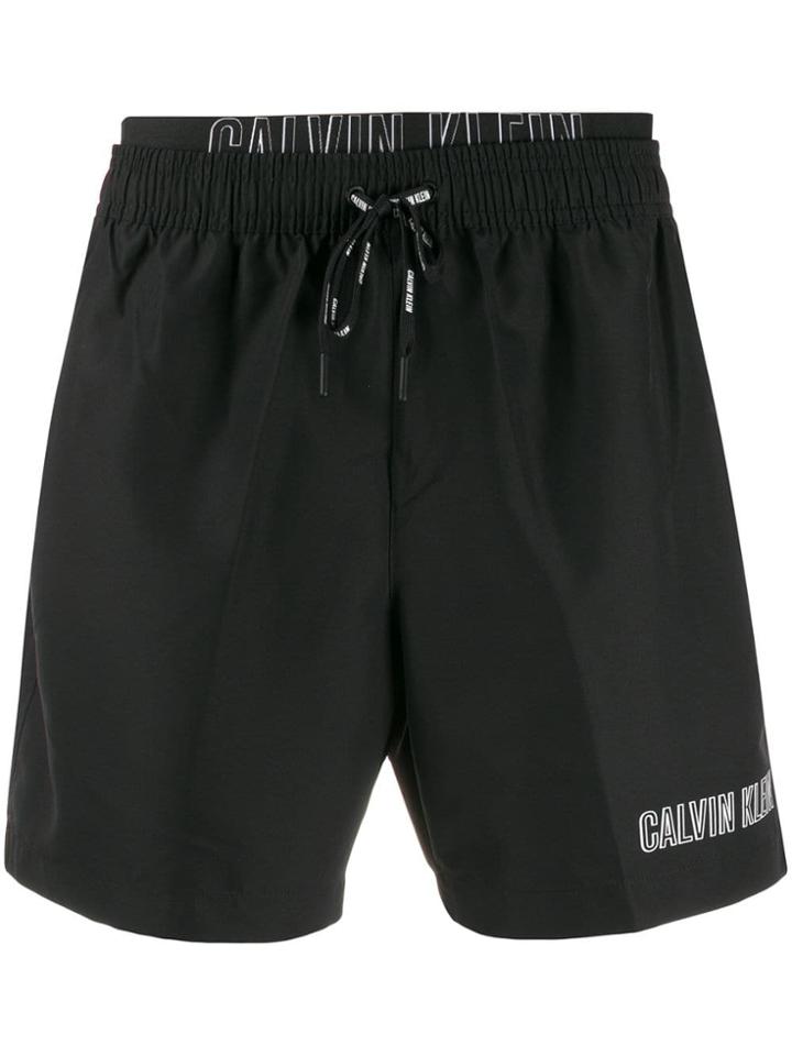 Calvin Klein Contrast Logo Swim Shorts - Black
