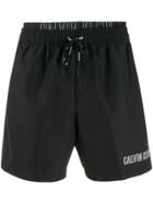 Calvin Klein Contrast Logo Swim Shorts - Black