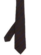 Kiton Striped Print Tie - Brown