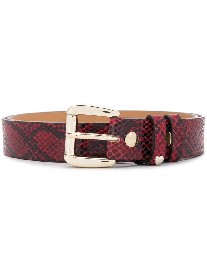 Twin-set Snakeskin Print Belt - Red