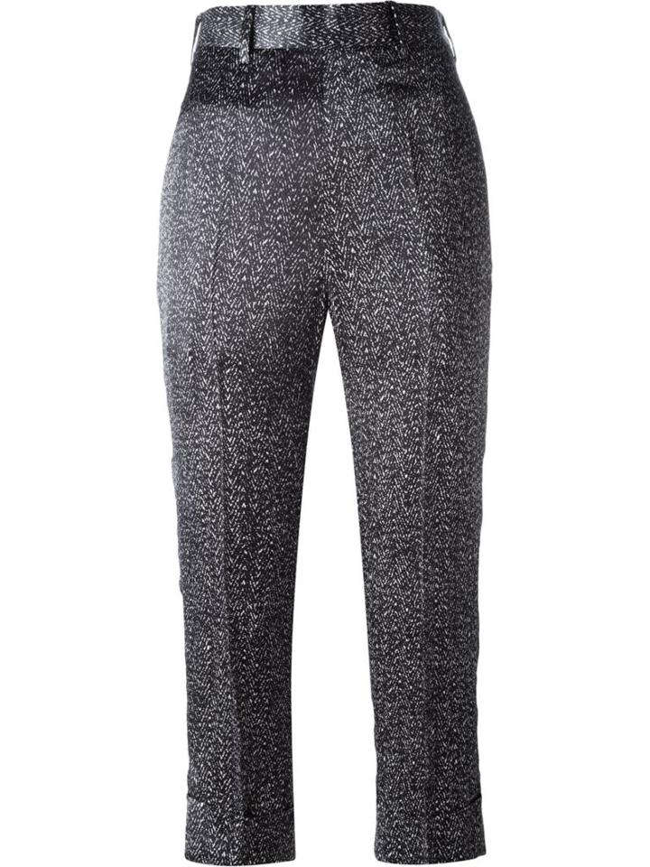 Neil Barrett Cropped Herringbone Trousers, Women's, Size: 42, Black, Viscose/cupro