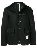 Thom Browne 4-bar Washed Denim Cutaway Jacket - Black