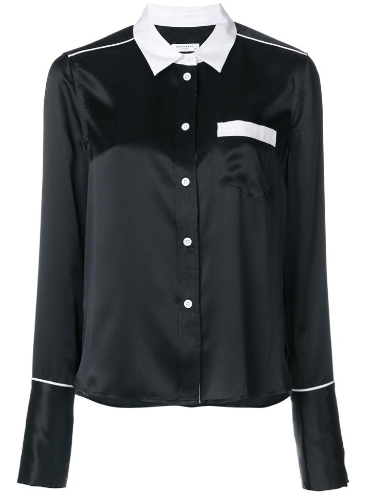 Equipment Contrast Trim Shirt - Black