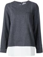 Grey Jason Wu Layered Flannel Jumper, Women's, Size: 8, Wool