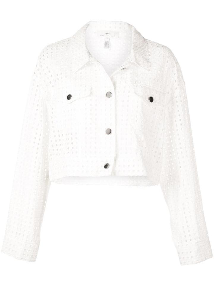 Fleur Du Mal Cropped Eyelet Jacket - White