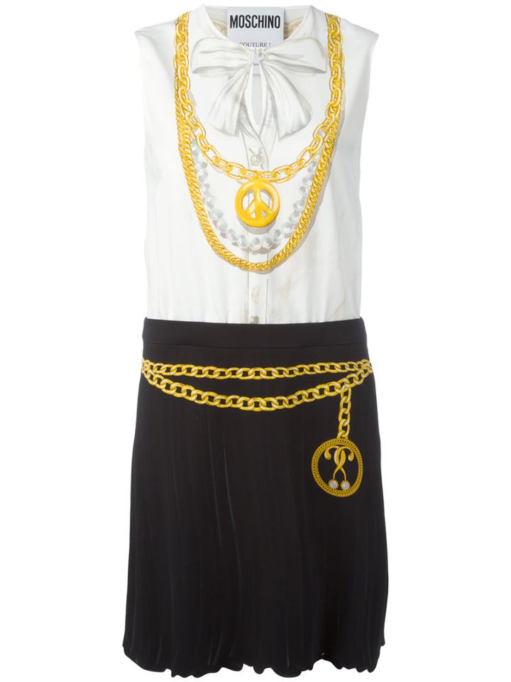 Moschino - Illusion Chain Print Dress - Women - Viscose/other Fibers - 44, Women's, White, Viscose/other Fibers