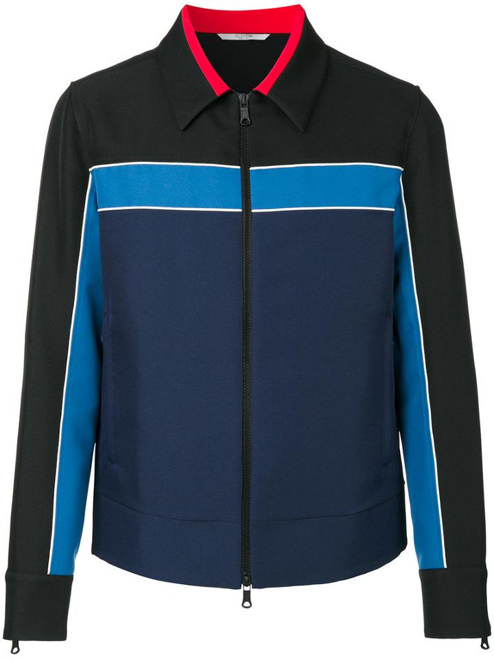 Valentino - Stripe Panel Jacket - Men - Cotton/polyester - 48, Blue, Cotton/polyester