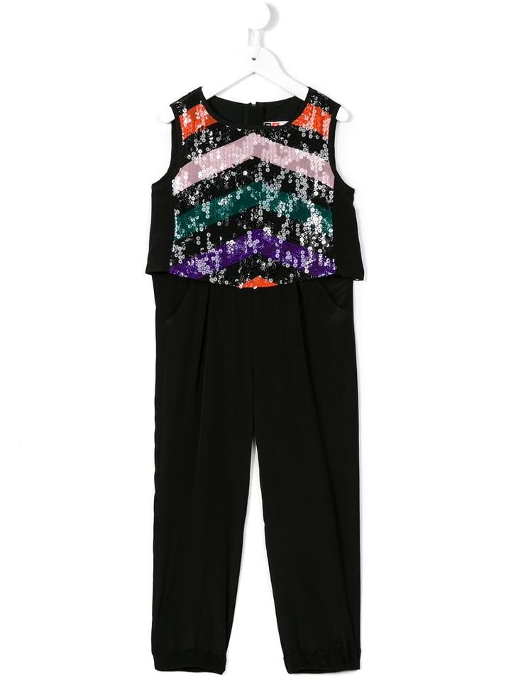 Msgm Kids Sleeveless Sequin Jumpsuit, Girl's, Size: 12 Yrs, Black