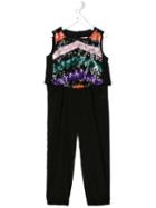 Msgm Kids Sleeveless Sequin Jumpsuit, Girl's, Size: 12 Yrs, Black