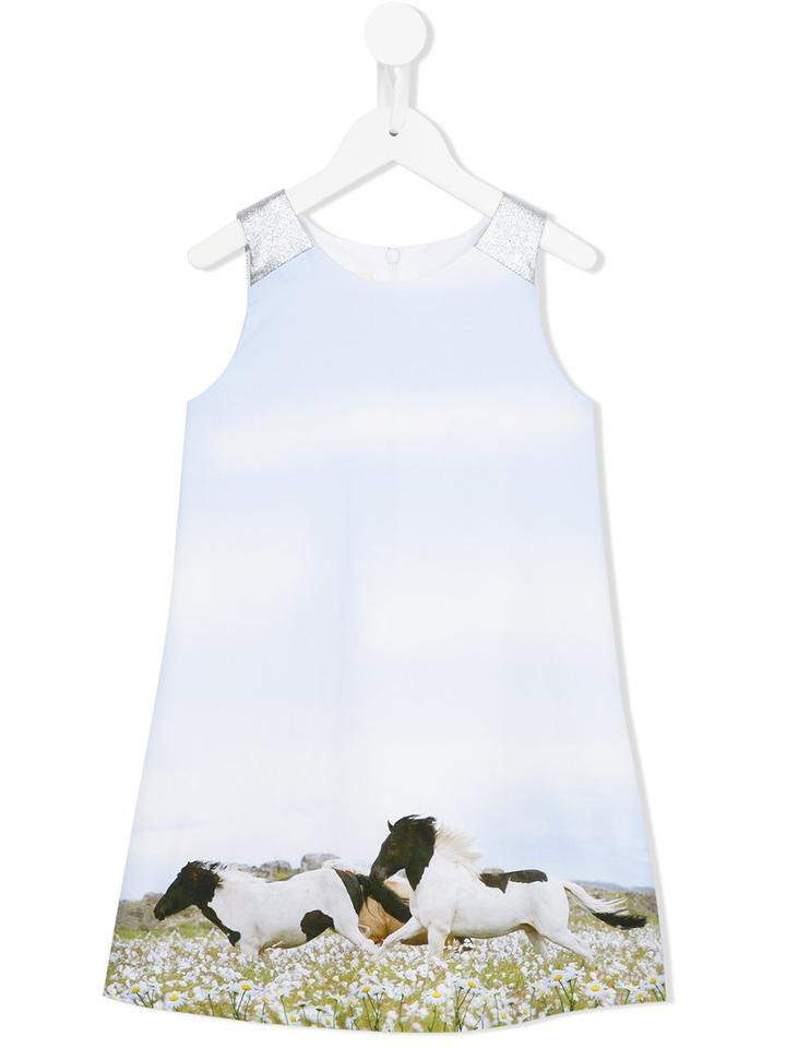 Anne Kurris Paper Horses Dress, Girl's, Size: 6 Yrs, Blue