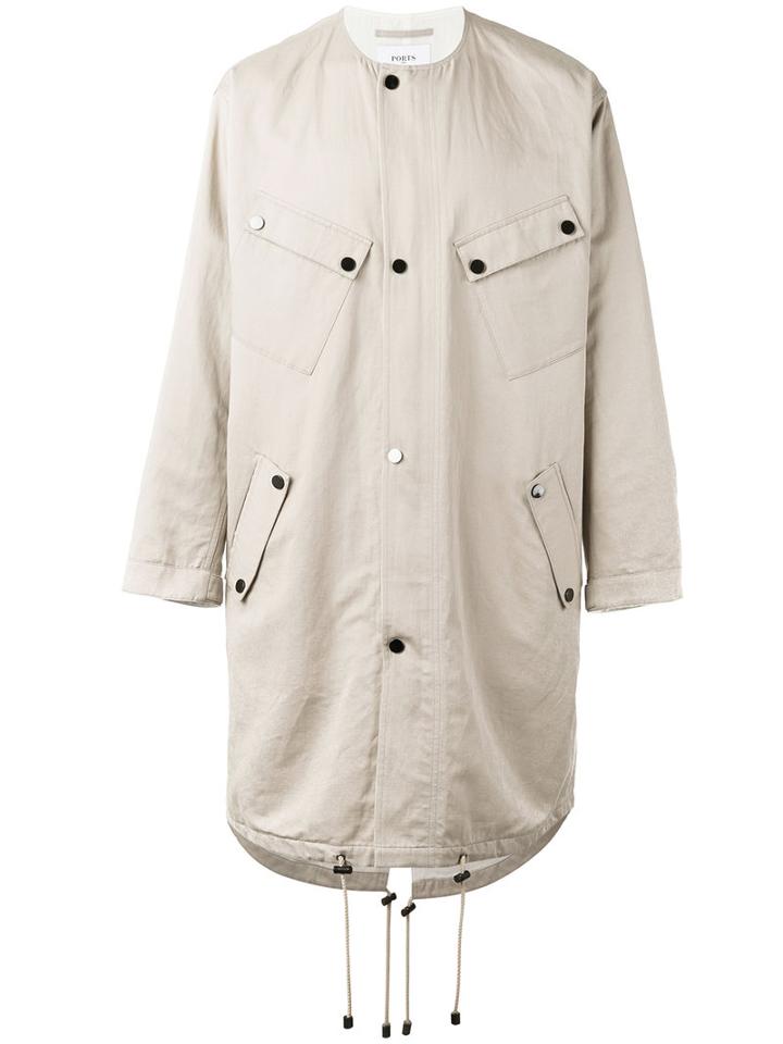 Ports 1961 - Collarless Midi Coat - Men - Cotton/linen/flax/viscose - 50, Nude/neutrals, Cotton/linen/flax/viscose
