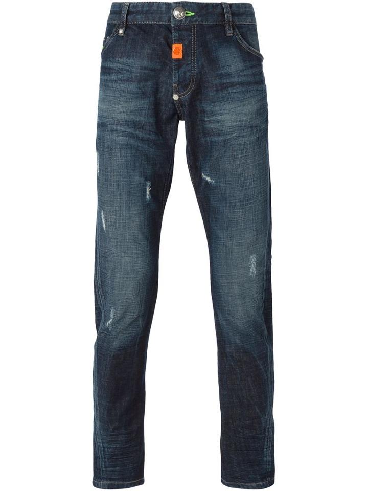 Philipp Plein Super Straight Jeans, Men's, Size: 32, Blue, Cotton/spandex/elastane