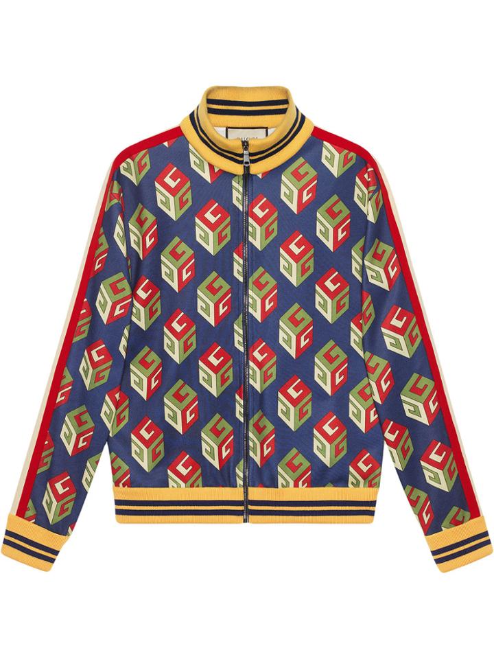 Gucci Gg Wallpaper Technical Jersey Jacket - Blue