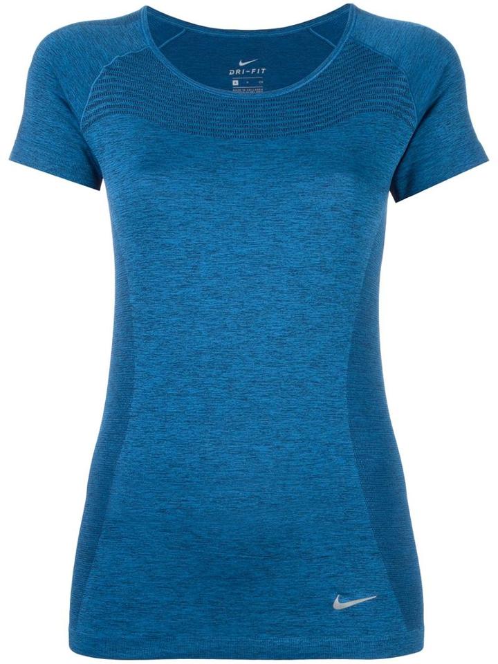 Nike Dri-fit Knitted T-shirt, Women's, Size: Small, Blue, Nylon/polyester
