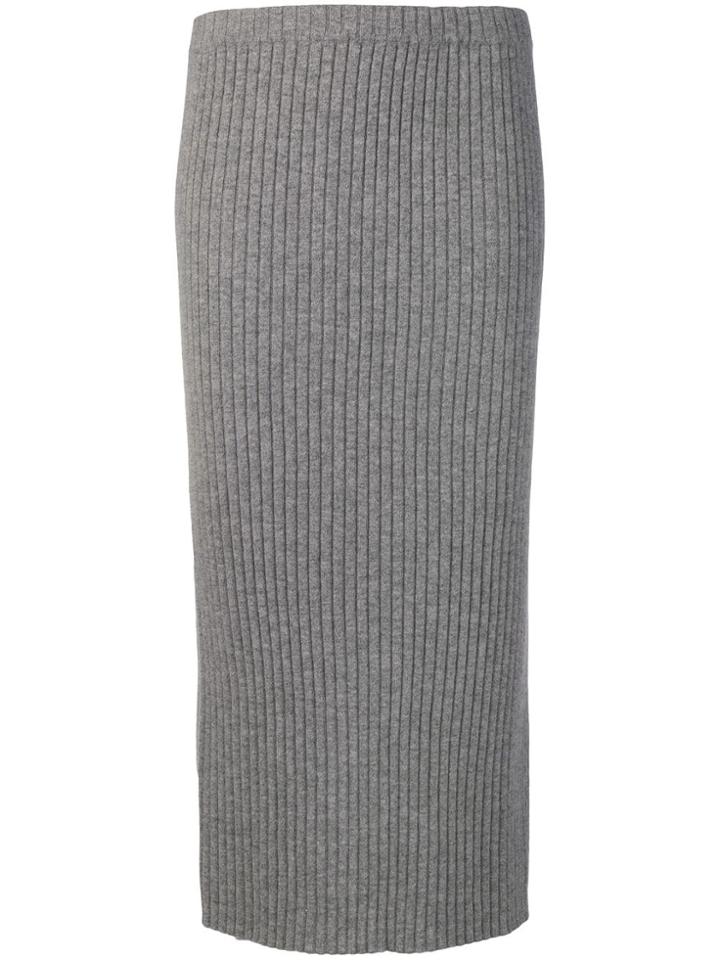 Allude Ribbed Knit Midi Skirt - Grey