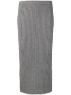 Allude Ribbed Knit Midi Skirt - Grey