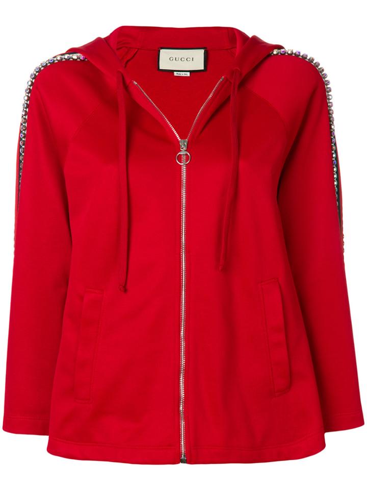 Gucci Crystal Embellished Hoody - Red
