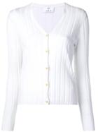 Allude Striped Fine-knit Cardigan - White