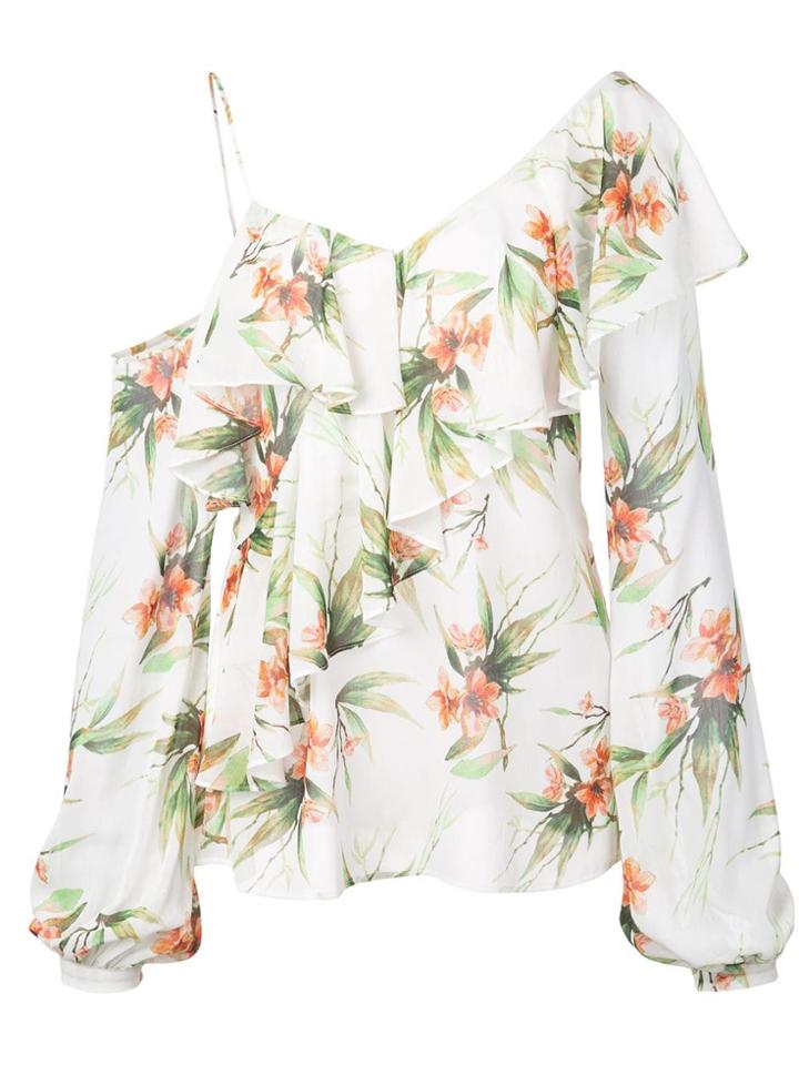 Patbo Wild Flower Cold Shoulder Blouse - White