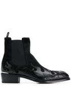 Alexander Mcqueen Flame Cuban Heel Boots - Black