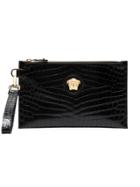Versace Black Medusa Leather Clutch Bag