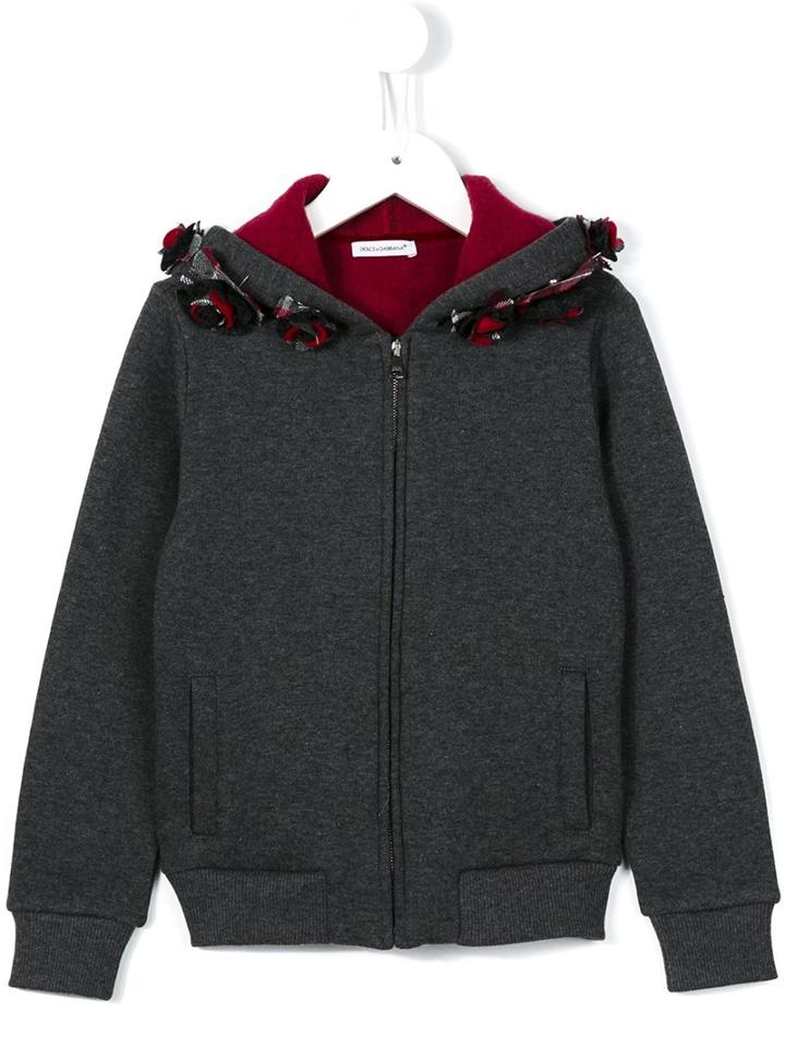 Dolce & Gabbana Kids Appliqué Detail Hoodie, Girl's, Size: 6 Yrs, Grey