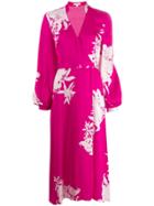 Equipment Floral Wrap Midi Dress - Pink