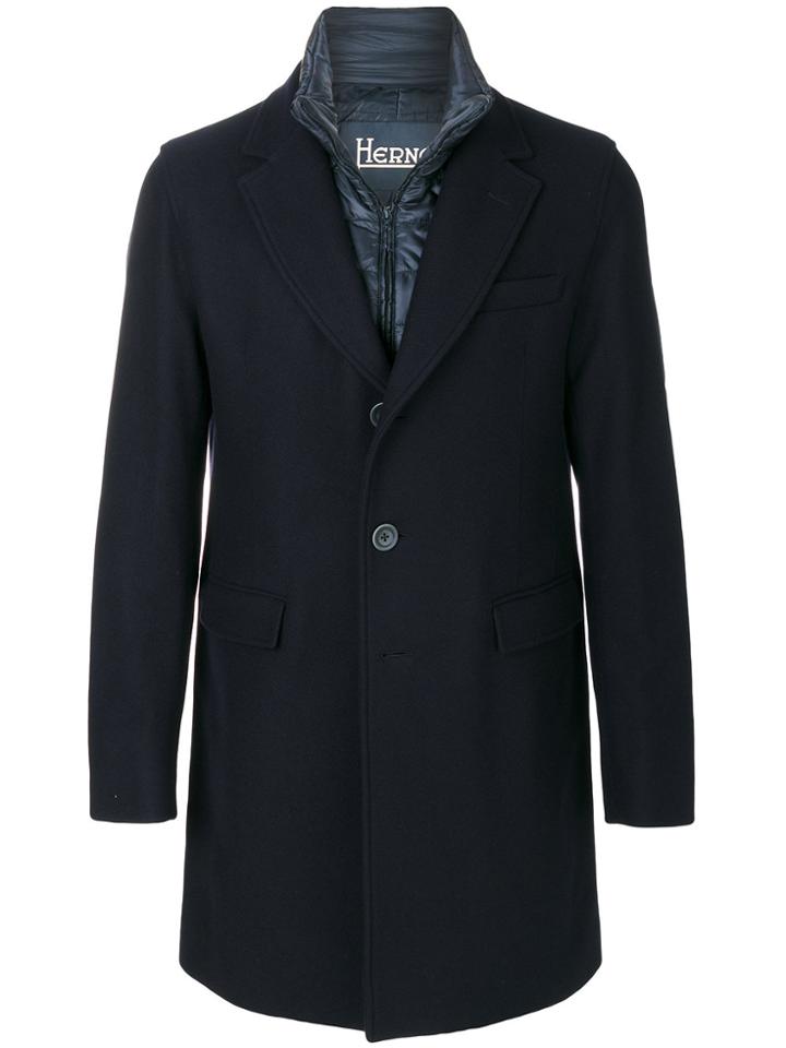 Herno Hybrid Single Breasted Coat - Blue