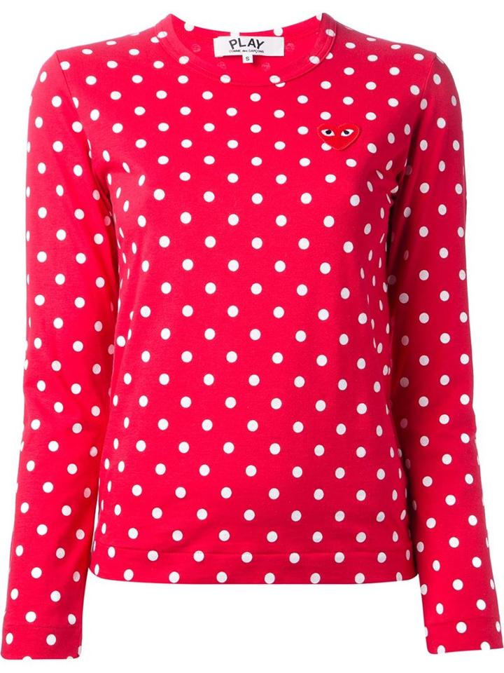 Comme Des Garcons Play Long Sleeve Polka Dot T-shirt