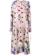 Natasha Zinko Floral Satin Maxi Dress, Women's, Size: 36, Pink/purple, Polyester/spandex/elastane