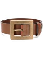 Dolce & Gabbana Western Patch Belt, Men's, Size: 95, Brown, Leather