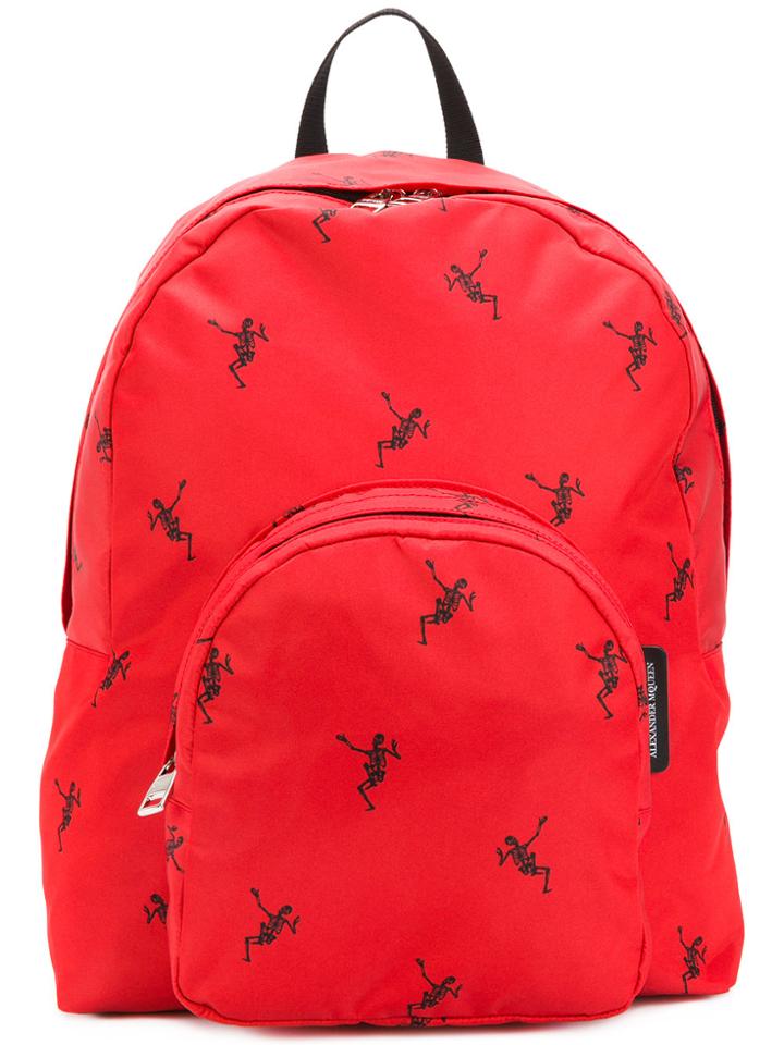 Alexander Mcqueen Dancing Skeleton Backpack - Red