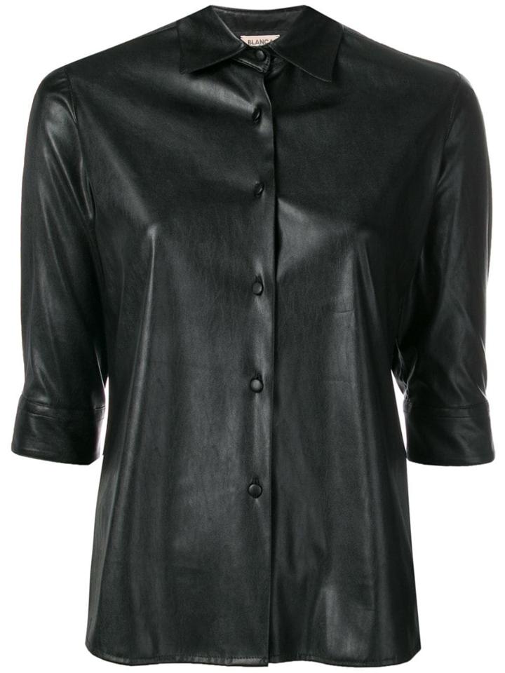 Blanca Leather-effect Slim-fit Shirt - Black