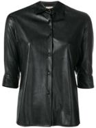 Blanca Leather-effect Slim-fit Shirt - Black