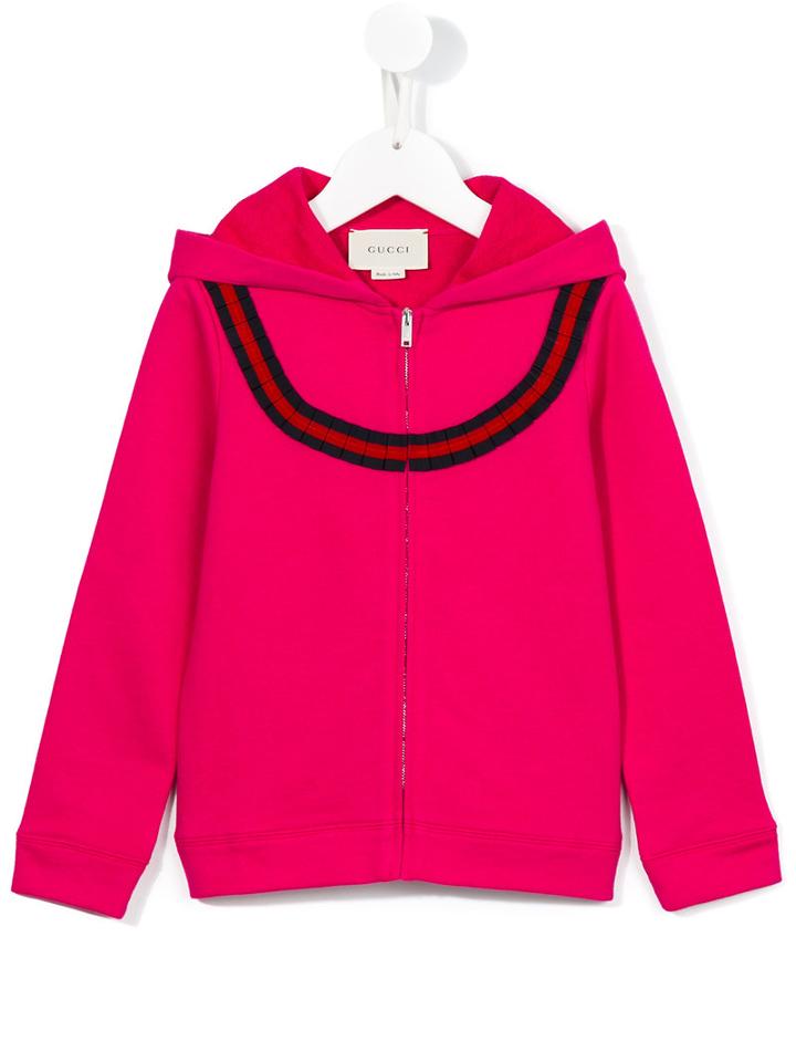 Gucci Kids Contrast Stripe Hoodie, Toddler Girl's, Size: 4 Yrs, Pink/purple