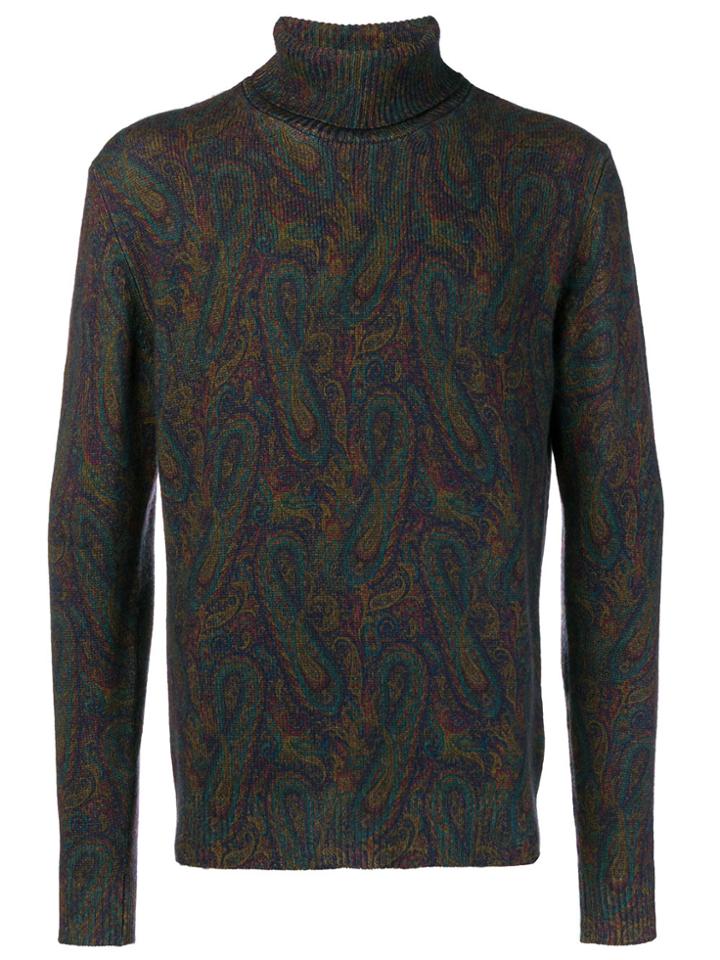 Etro Patterned Turtle Neck Jumper - Blue