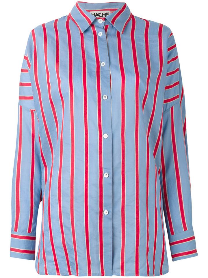 Hache - Striped Shirt - Women - Silk/cotton/linen/flax/viscose - 38, Blue, Silk/cotton/linen/flax/viscose