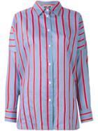 Hache - Striped Shirt - Women - Silk/cotton/linen/flax/viscose - 38, Blue, Silk/cotton/linen/flax/viscose