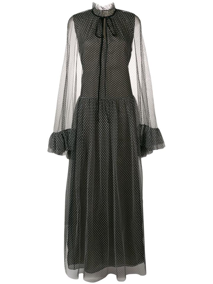 Erdem Long Polka Dot Print Dress - Black